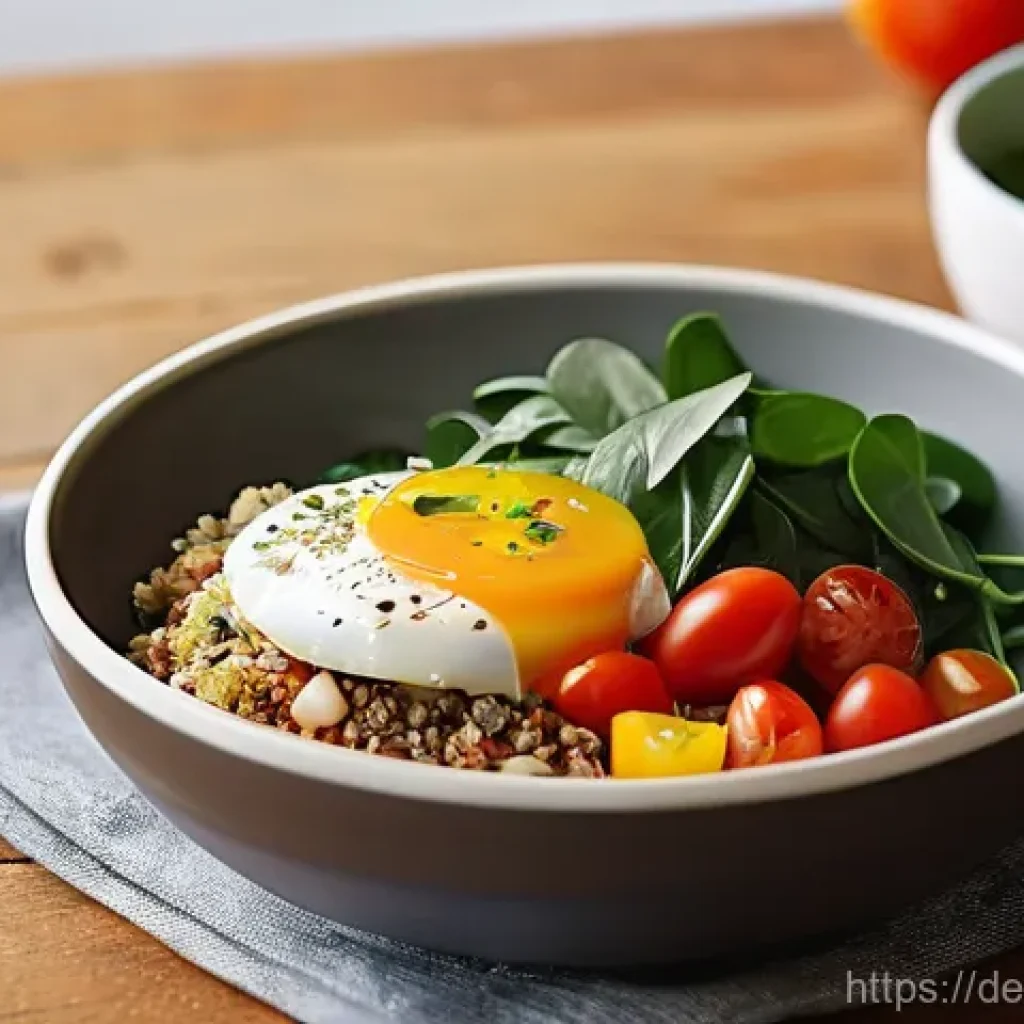 채소 중심 한 그릇 식사로 만드는 빠른 아침식사 - **Prompt:** A beautifully styled, vibrant breakfast bowl overflowing with fresh, wholesome ingredien...
