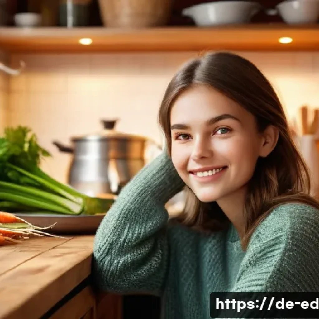 한 그릇 식사에서 채소를 활용한 스프 만들기 - **Prompt 1: Cozy Comfort and Simple Enjoyment**
    A young adult, dressed in comfortable, modest ca...