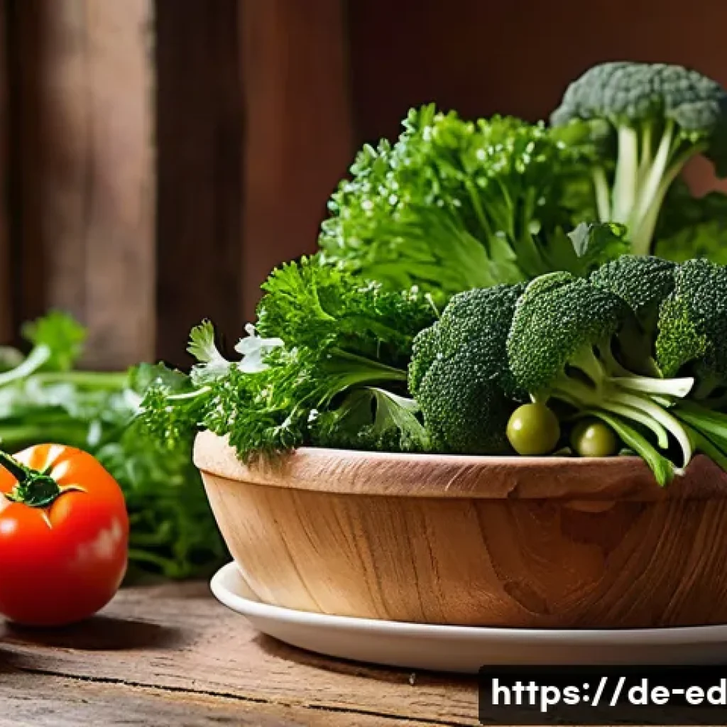 채소 중심 한 그릇 식사 영양 정보 - A vibrant, close-up still life of fresh German seasonal vegetables arranged on a rustic wooden table...