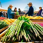 채소 중심 한 그릇 식사 유용한 팁 - A vibrant German farmers market scene in spring, showcasing a colorful variety of fresh seasonal veg...